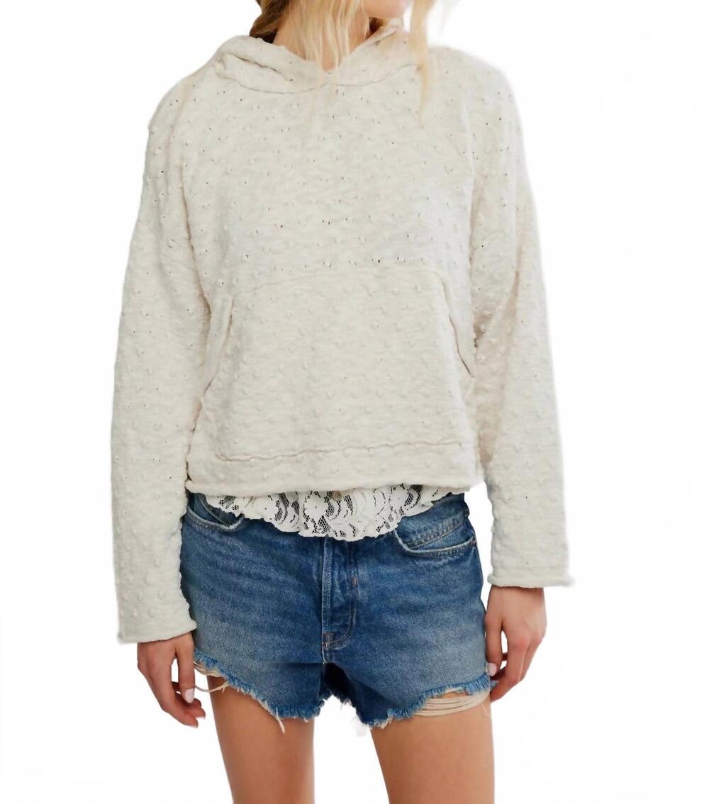 NEW FREE PEOPLE women's lake side hoodie in ivory